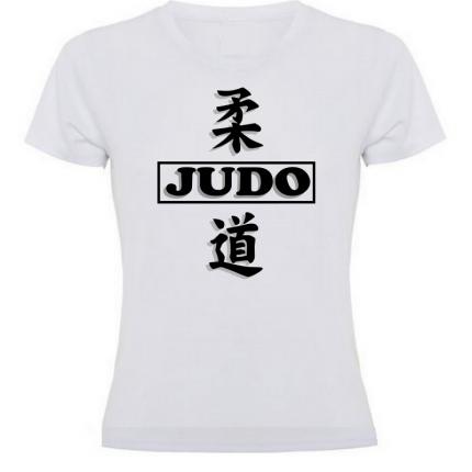 T-shirt blanc femme Judo calligraphie France Japon