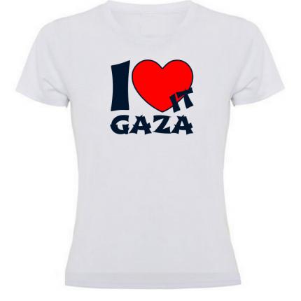T-shirt femme blanc de la collection Palestine motif  Free Gaza I love it 