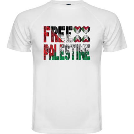Tee shirt free palestine aux 4 coeurs tm-800-893