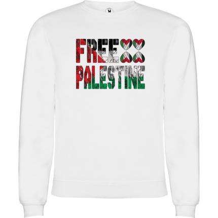 sweat shirt mixte free palestine + 4 coeur sw-800-893