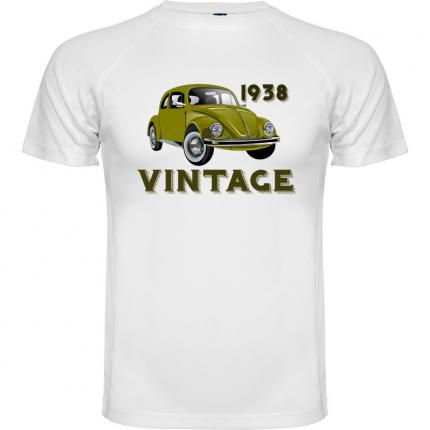 T-shirt homme blanc voiture ancienne Volkswagen auto vintage Coccinelle de 1938
