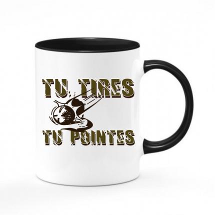 MUG BICOLOR NOIR ET BLANC PETANQUE TU TIRES OU TU POINTES 1 MUG-800-G3864 le bouleur