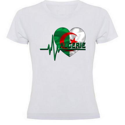 t-shirt blanc femme battement de coeur algérienne