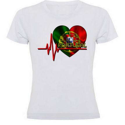 T-shirt coeur du Portugal pour portugaise - femme blanc
