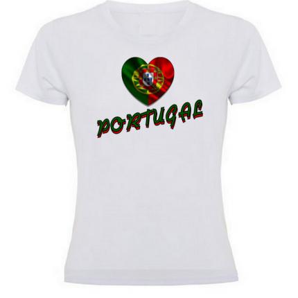 T-shirt femme Portugal  Coeur Couleur Portugal  blanc