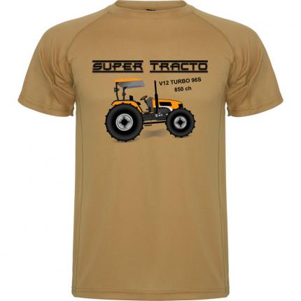 T-shirt tracteur  SUPER TRACTO V12 TURBO...  couleur sable