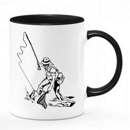 Noir & blanc Mug pêcheur pêche à la mouche