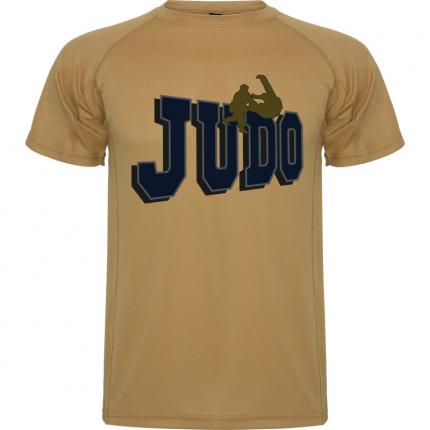 Tee shirt judoka sport judo homme couleur sable