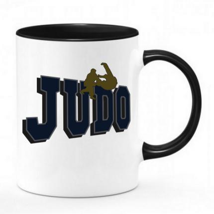 mug bicolor judoka sport noir & blanc