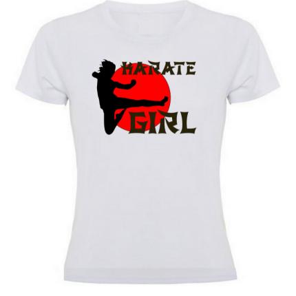 T-shirt femme  KARATE GIRL   - tee shirt femme blanc du soleil levant