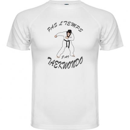 T-shirt taekwondoïste  PAS L TEMPS J AI TAEKWONDO  T-shirt humour homme blanc