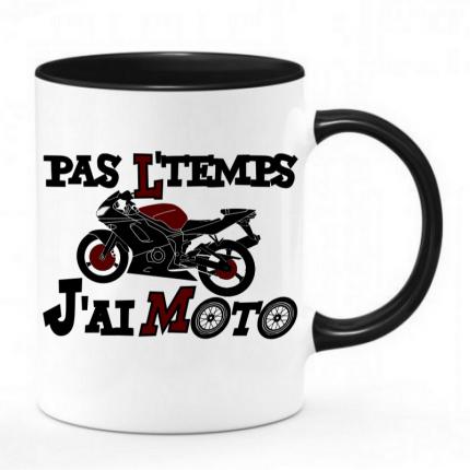Moto mug chope tasse bicolor humour motard noir et blanc