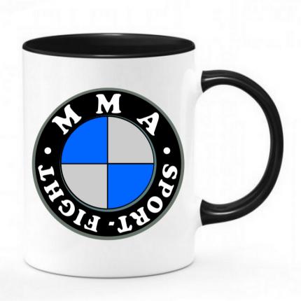 Mug MMA imitation logo BMW sport fight - Mug bicolor noir et blanc