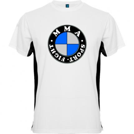 T shirt bicolor noir & blanc MMA réplique logo BMW sport fight
