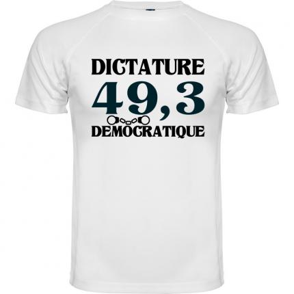 T-shirt blanc homme anti 49,3 la dictatcure démocratique