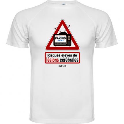 T-shirt homme DANGER MEDIA RISQUES ELEVES DE LESIONS CEREBRALES
