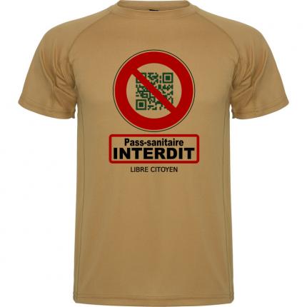 tee shirt anti PASS SANITAIRE t-shirt couleur sable enti politique