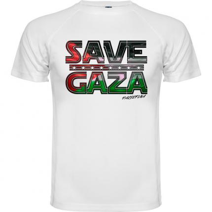 T-SHIRT HOMME MOTIF SAVE GAZA COULEUR PALESTINE