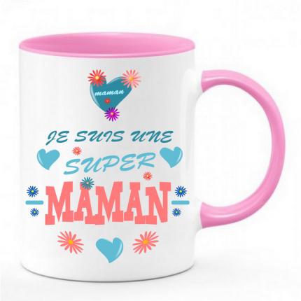 Chope mug personnalisé La famille femme mère la maman rose & blanc