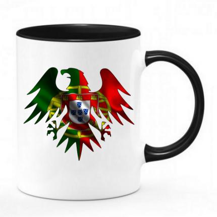 Mug noir & blanc imprimé L AIGLE DU PORTUGAL chope mug aux couleurs portugaise