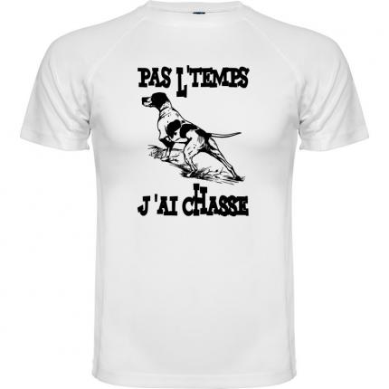 tee shirt blanc du chasseur PAS L TEMPS J AI CHASSE homme