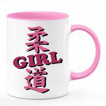 Mug bicolor judo girl 2 mug-800-3030 rose & blanc