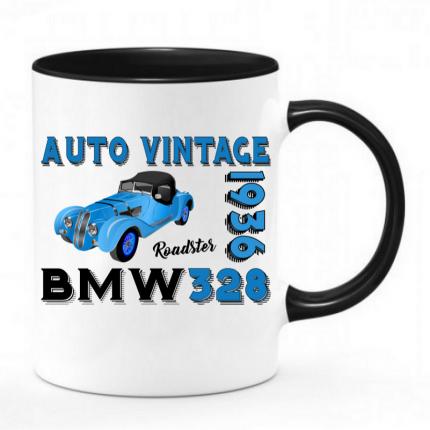 MUG AUTO VINTAGE BMW 328 ROADSTER - VOITURE ANCIENNE 1938 mug bicolor noir et blanc
