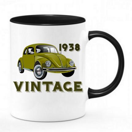 Mug bicolor Volkswagen auto vintage Coccinelle de 1938- Noir & blanc