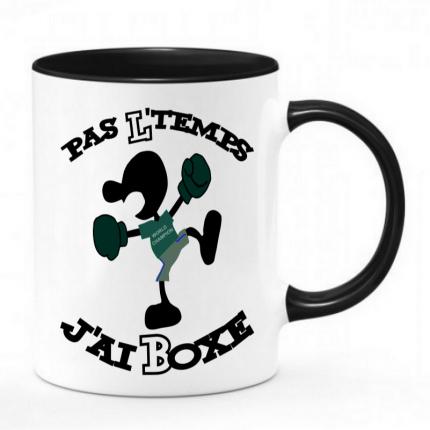 Chope mug 2 couleurs humour boxe:  PAS L TEMPS j AI BOXE  noir et blanc
