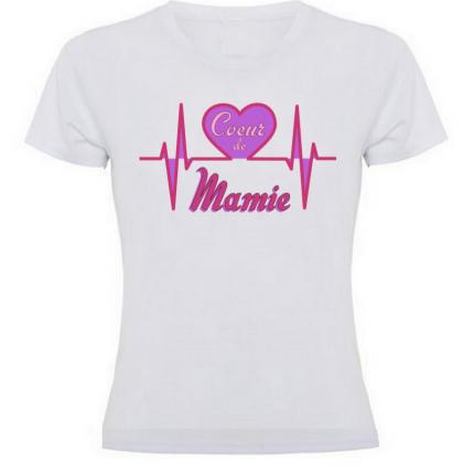 T-shirt thème la famille COEUR DE MAMIE tee shirt femme pour grand-mêre